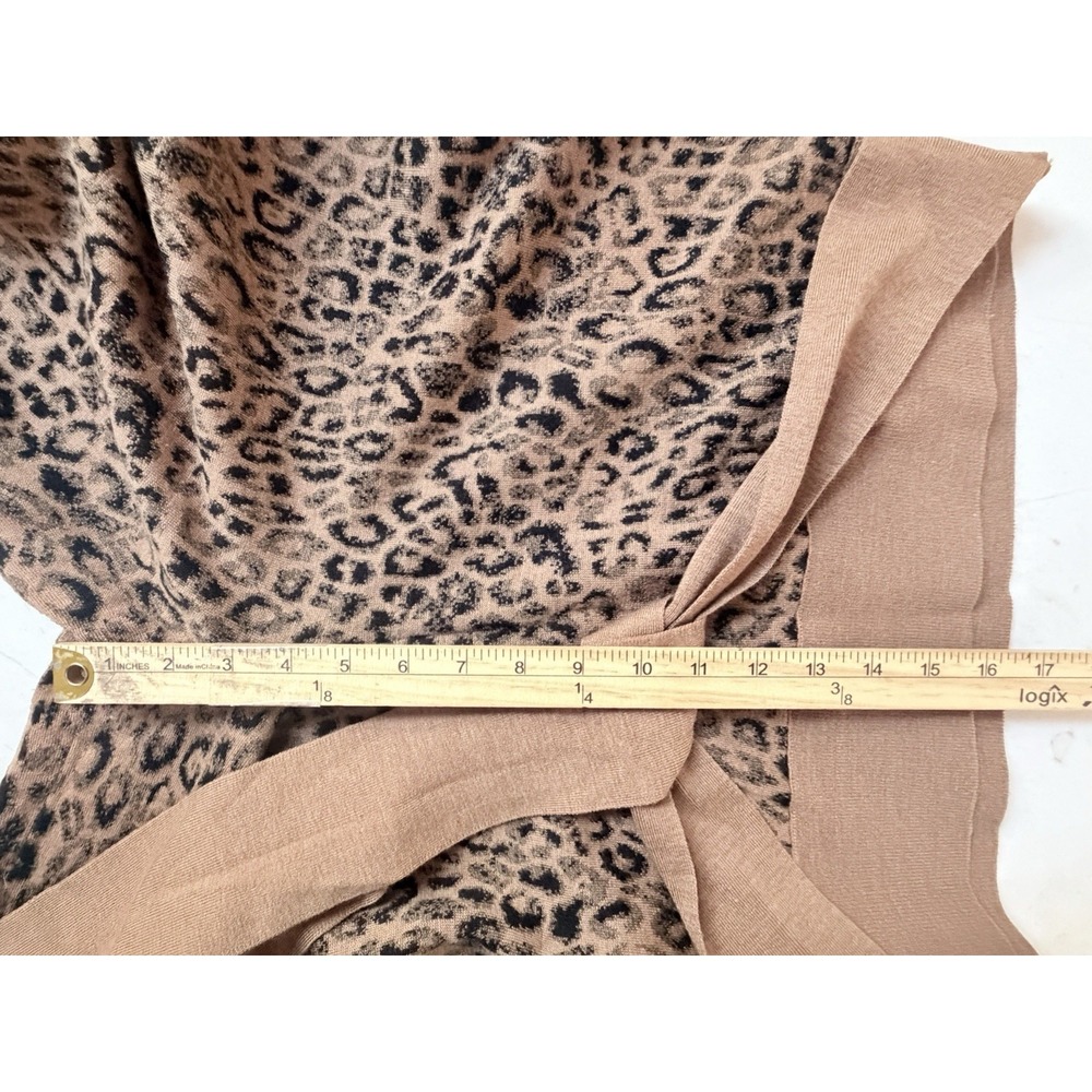 Anthropologie Moth Leopard Print Knit Wide Leg Pants Women XL Tie Waist Brown - Picture 8 of 11